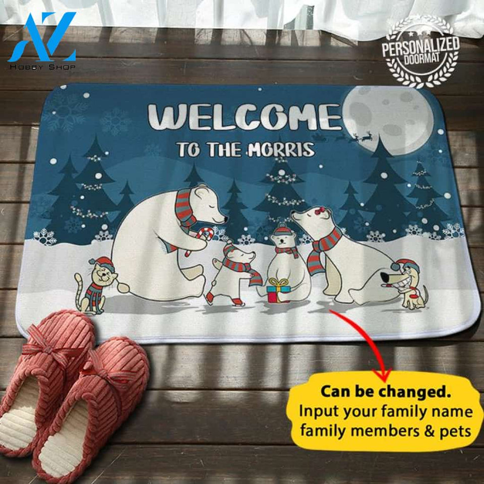 Coolest Christmas Personalized House Name Doormat