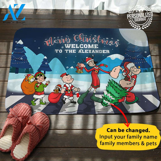 Coolest Christmas Personalized House Name Doormat
