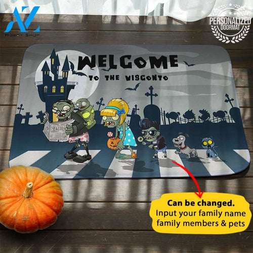 Coolest Zombie Halloween Personalized Doormat