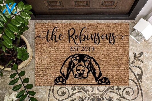Coonhound Funny Dog Custom Name & Year Doormat