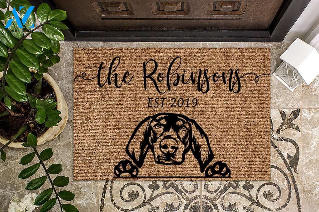Coonhound Funny Dog Custom Name & Year Doormat | Welcome Mat | House Warming Gift