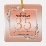 Coral Gem & Glitter 35Th Wedding Anniversary   Ceramic Ornament