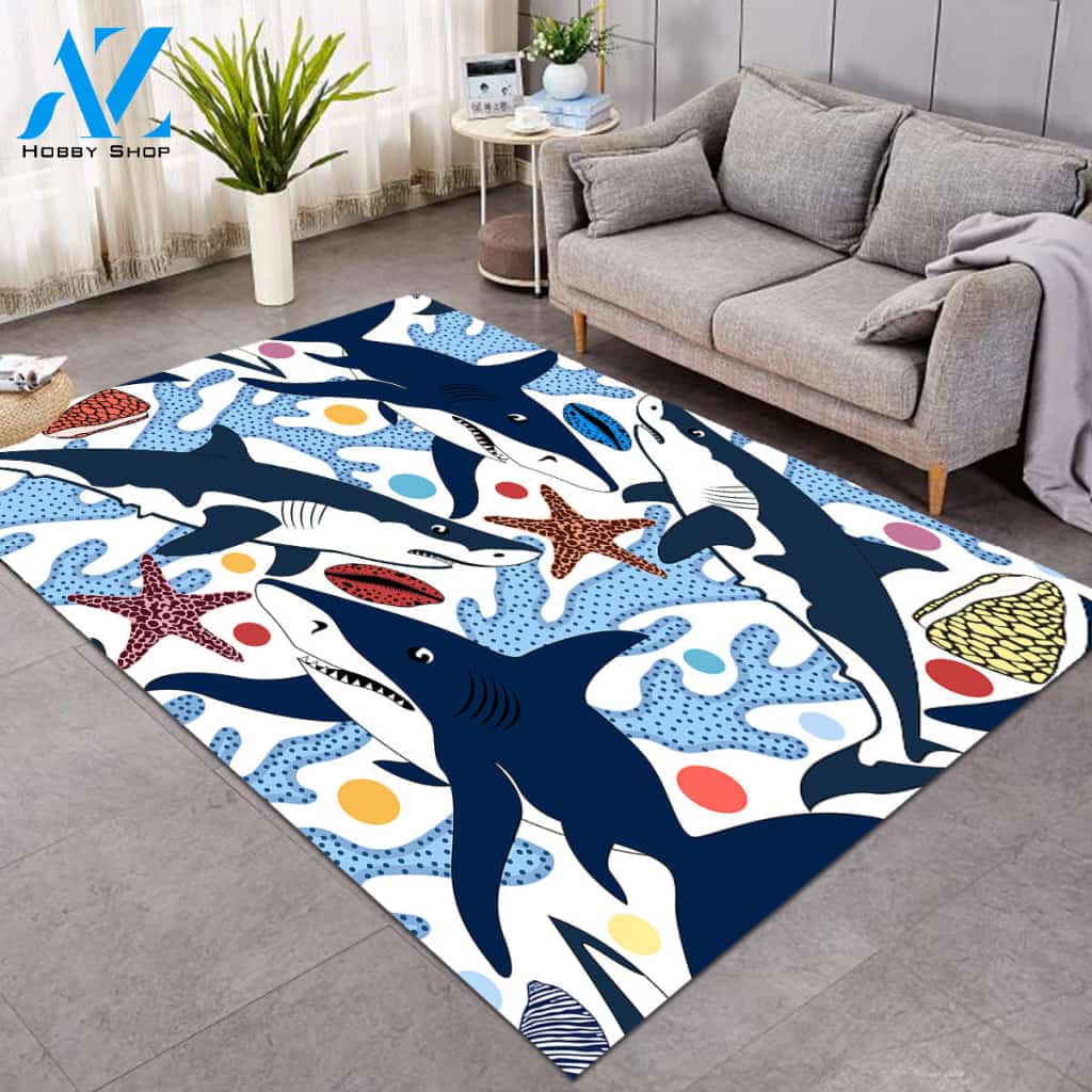 Corals & Sharks Door Pink SW0094 Rug