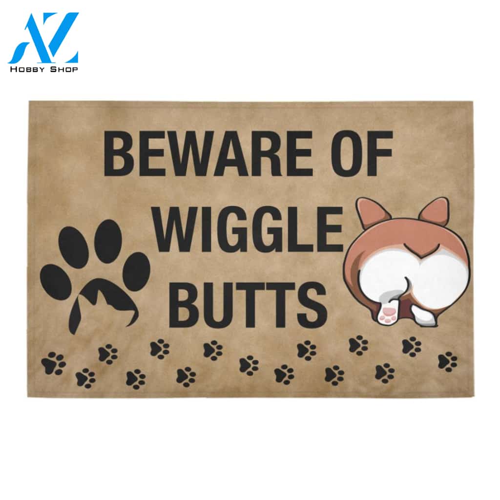 Corgi Beware Of Wiggle Butts Doormat Indoor And Outdoor Mat Entrance Rug Sweet Home Decor Housewarming Gift Gift For Friend Family Stem Feminist