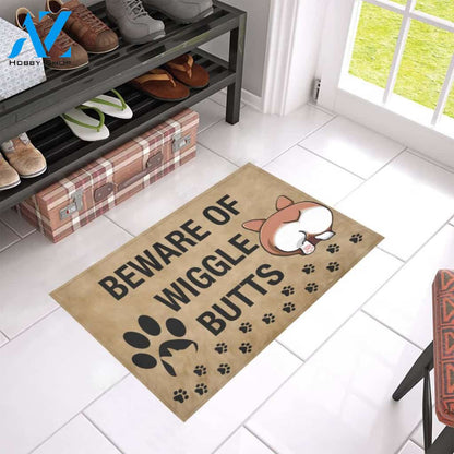 Corgi Beware Of Wiggle Butts Doormat Indoor And Outdoor Mat Entrance Rug Sweet Home Decor Housewarming Gift Gift For Friend Family Stem Feminist