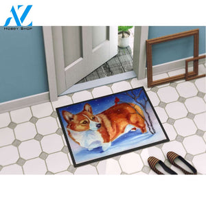Corgi Cardinal Buddy Floor Rug Doormat Welcome Mat House Warming Gift Home Decor Gift for Dog Lovers Funny Doormat Gift Idea