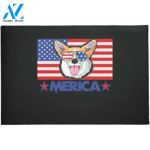 Corgi Dog American Doormat Welcome Mat House Warming Gift Home Decor Gift for Dog Lovers Funny Doormat Gift Idea