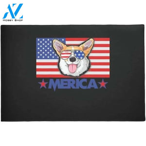 Corgi Dog American Doormat Welcome Mat House Warming Gift Home Decor Gift for Dog Lovers Funny Doormat Gift Idea