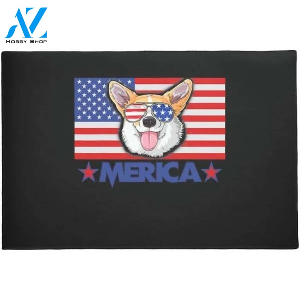 Corgi Dog American Doormat Welcome Mat House Warming Gift Home Decor Gift for Dog Lovers Funny Doormat Gift Idea