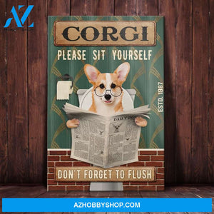Corgi Dog Bathroom Canvas Wall Art, Wall Decor Visual Art