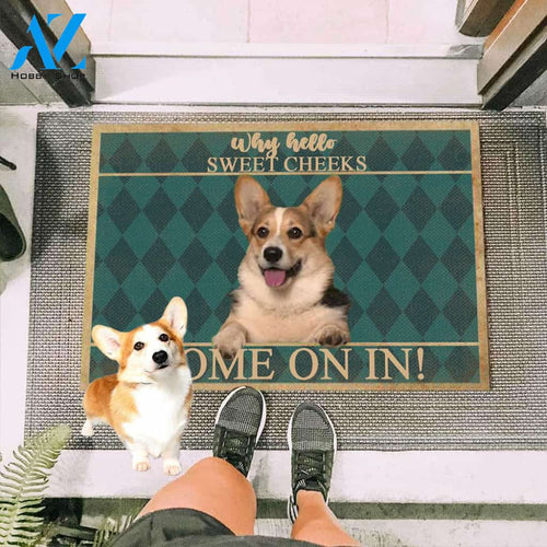Corgi Dog Come On In Easy Clean Welcome DoorMat | Felt And Rubber | DO2641