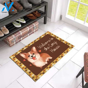 Corgi Dog Easy Clean Welcome DoorMat | Felt And Rubber | 40x60 cm | 45x75 cm | 60x90 cm | Colorful | DO1553