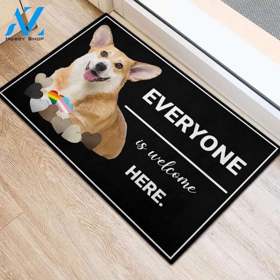 Corgi Everyone Is Welcome Here Doormat Indoor And Outdoor Mat Entrance Rug Sweet Home Decor Housewarming Gift Gift For Friend Family Stem Feminist
