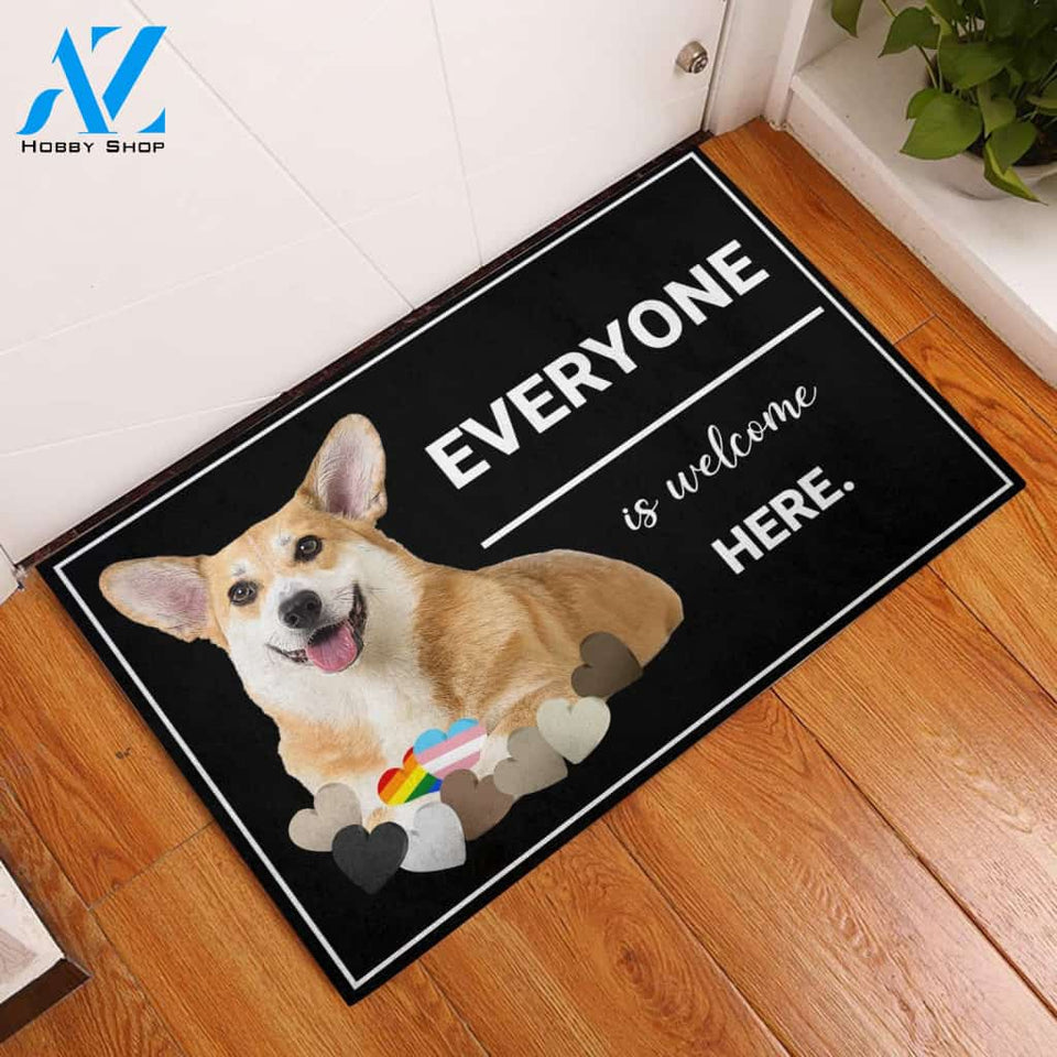 Corgi Everyone Is Welcome Here Doormat Indoor And Outdoor Mat Entrance Rug Sweet Home Decor Housewarming Gift Gift For Friend Family Stem Feminist