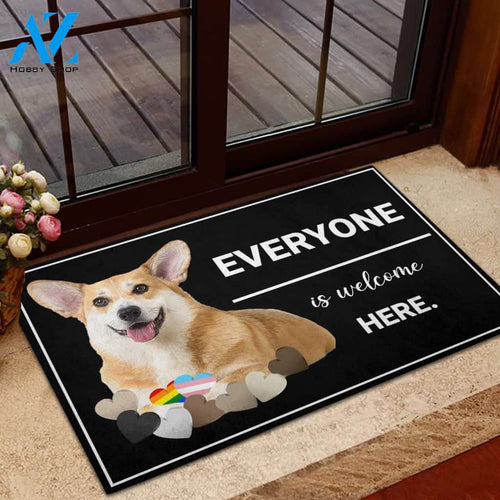 Corgi Everyone Is Welcome Here Indoor And Outdoor Doormat Warm House Gift Welcome Mat Gift For Dog Lovers Birthday Gift