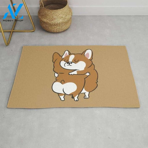 Corgi Hugs Doormat Indoor And Outdoor Mat Entrance Rug Sweet Home Decor Housewarming Gift Gift For Friend Family Stem Feminist