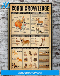 Corgi Knowledge Canvas And Poster, Wall Decor Visual Art