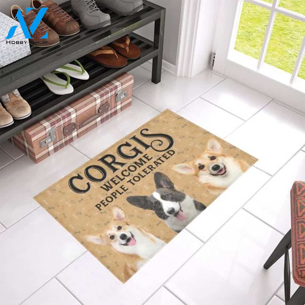 Corgi Welcome People Tolerated Funny Indoor And Outdoor Doormat Warm House Gift Welcome Mat Birthday Gift For Dog Lovers