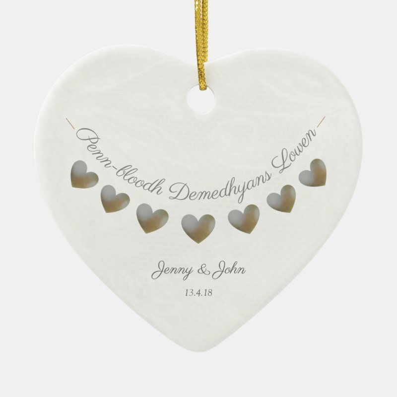 Cornish Language Wedding Anniversary Gift Ceramic Ornament