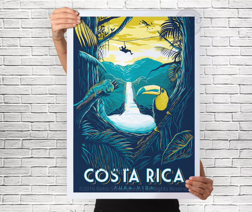 Costa Rica Rainforest Poster Toucan Iguana Poster Wall Art