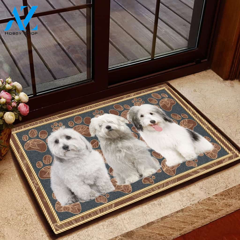 Coton De Tul ar Flower Paw - Dog Doormat Welcome Mat House Warming Gift Home Decor Gift for Dog Lovers Funny Doormat Gift Idea