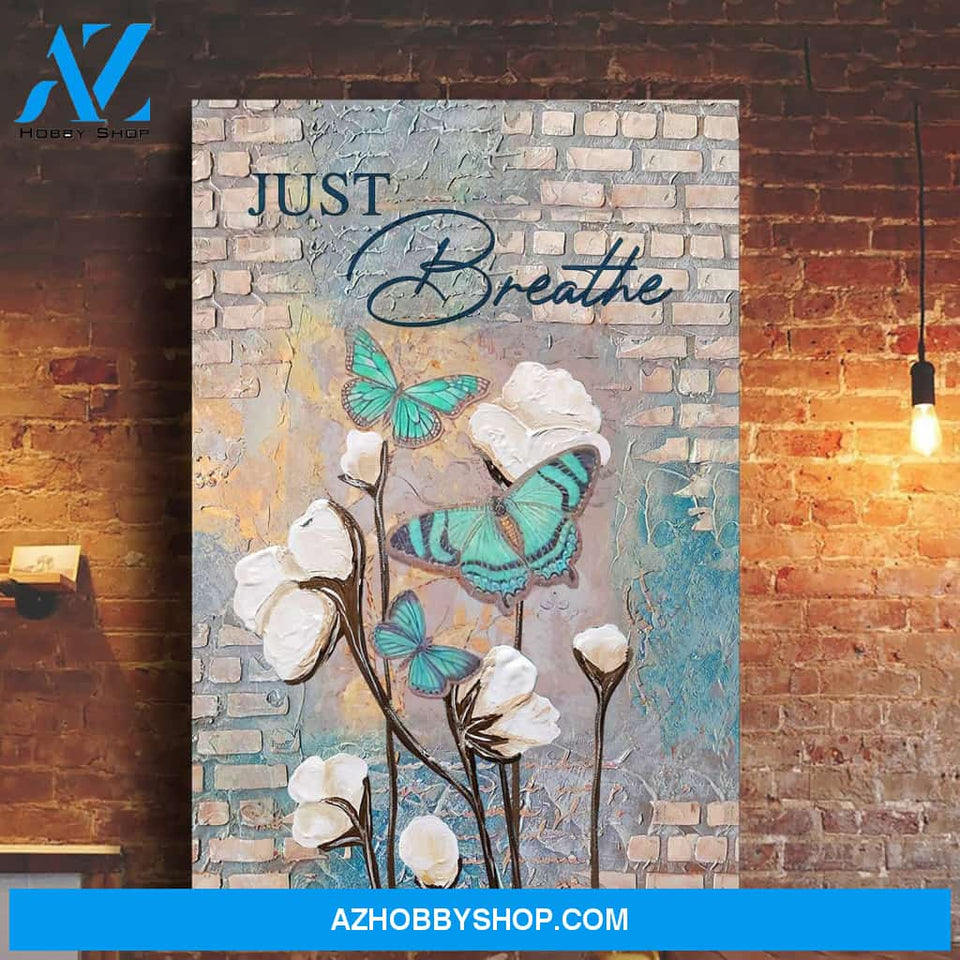 Cotton flower and butterfly - Just breathe - Jesus Portrait Canvas Prints - Wall Art