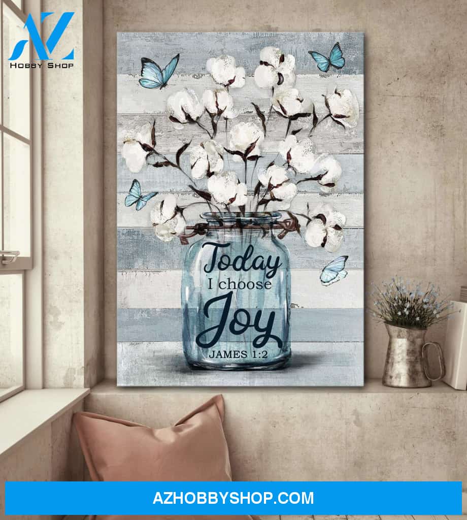 Cotton flower - Today I choose joy - Jesus Portrait Canvas Prints, Wall Art