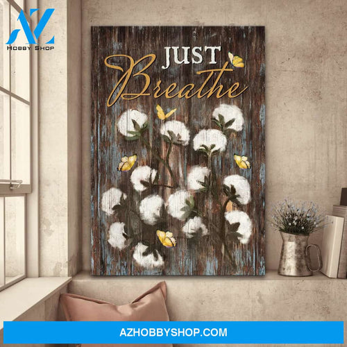 Cotton flower with butterfly - Just breathe - Jesus Portrait Canvas Prints - Wall Art