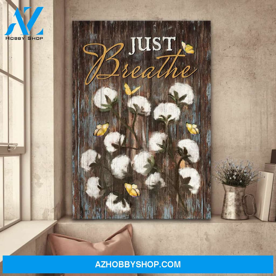 Cotton flower with butterfly - Just breathe - Jesus Portrait Canvas Prints - Wall Art
