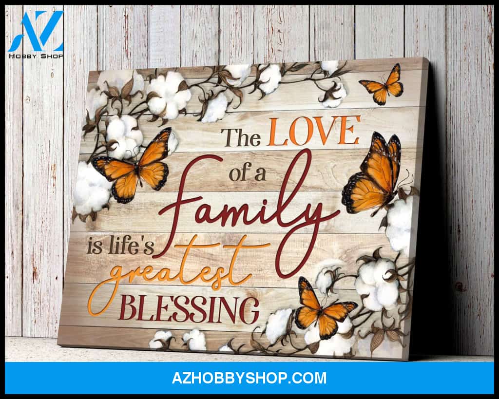 Cotton Flowers and Butterflies Canvas The love of a Family Wall Art Decor