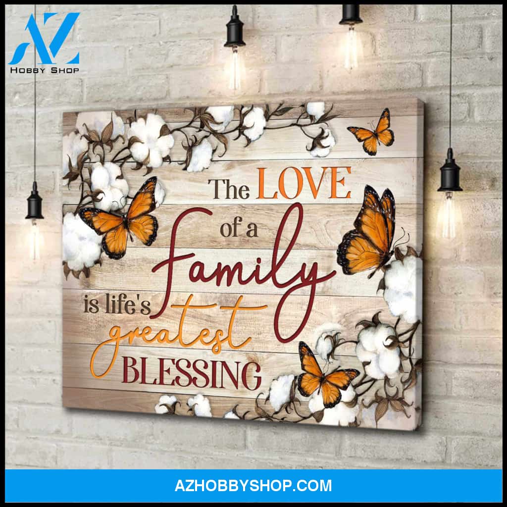 Cotton Flowers and Butterflies Canvas The love of a Family Wall Art Decor