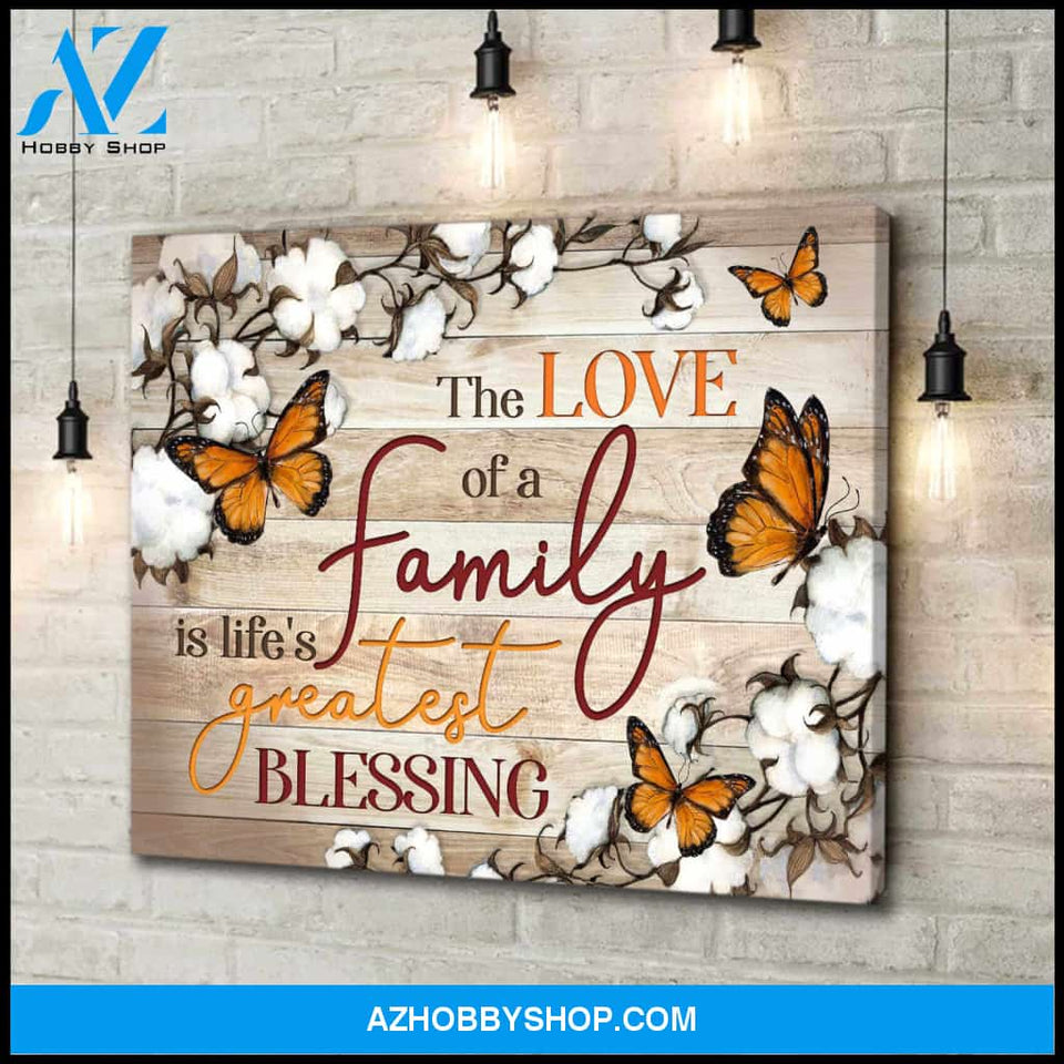 Cotton Flowers and Butterflies Canvas The love of a Family Wall Art Decor