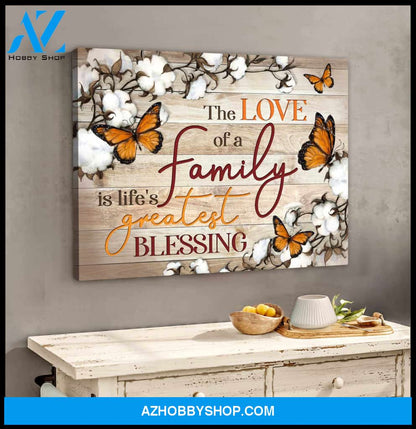 Cotton Flowers and Butterflies Canvas The love of a Family Wall Art Decor