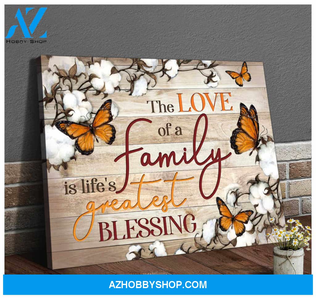 Cotton Flowers and Butterflies Canvas The love of a Family Wall Art Decor