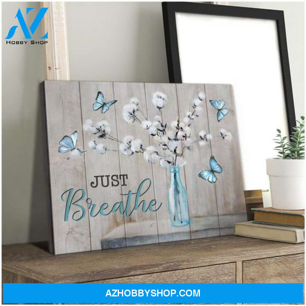 Cotton Flowers And Butterfly Canvas - Hanging Art For Living Room