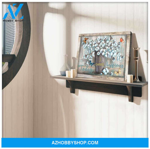 Cotton Flowers and Butterfly Canvas Today I choose Happiness Wall Art Decor