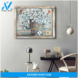 Cotton Flowers and Butterfly Canvas Today I choose Happiness Wall Art Decor