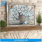 Cotton Flowers and Butterfly Canvas Today I choose Happiness Wall Art Decor