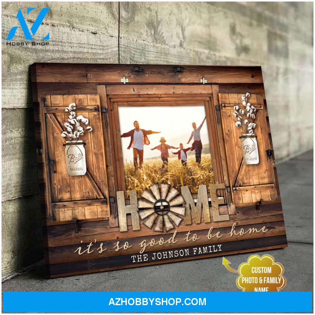 Personalized Photo Gifts Cotton Flowers And Rustic Window Wall Art Decor, Custom Canvas Prints Family
