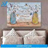 Cotton Flowers Farmhouse Hummingbirds Canvas The best things in life Wall Art Decor