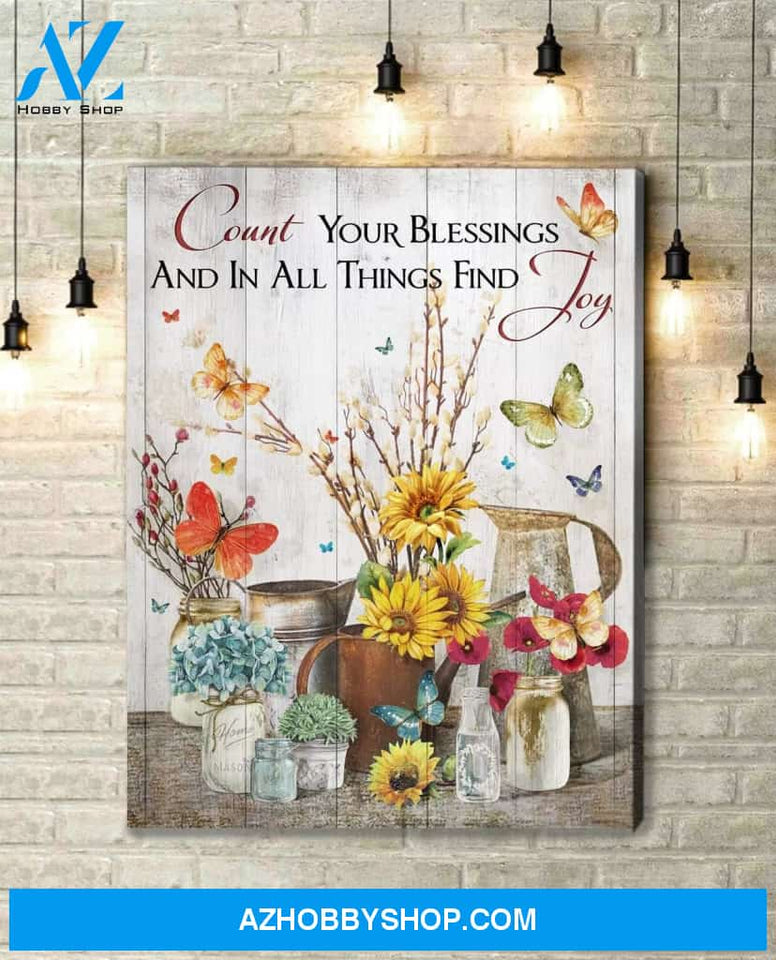 Zalooo Count Your Blessings Butterfly Wall Art Canvas
