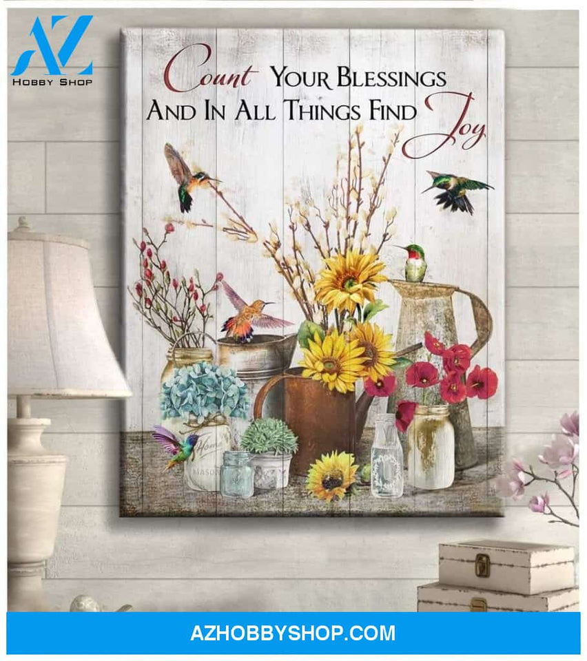Count Your Blessings - Hummingbird Pemium Wall Art Canvas