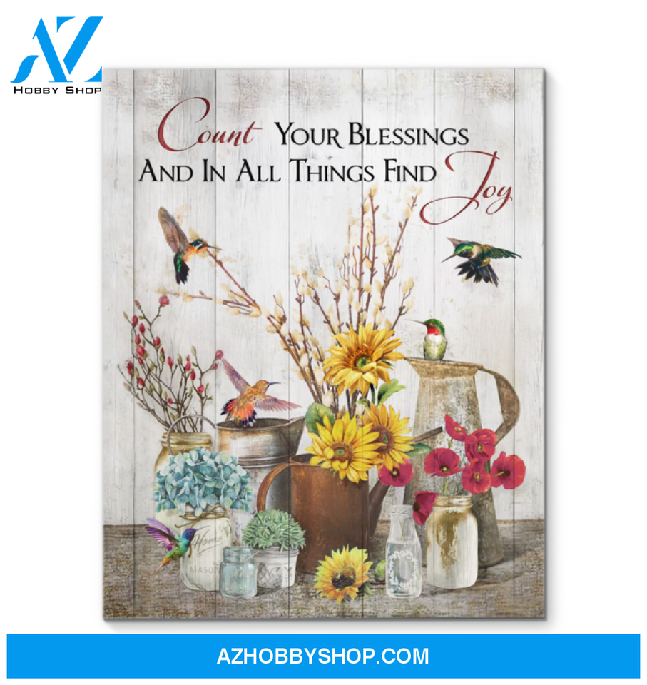Count Your Blessings - Hummingbird Pemium Wall Art Canvas