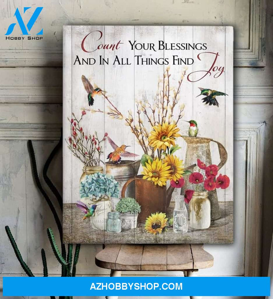 Count Your Blessings - Hummingbird Pemium Wall Art Canvas