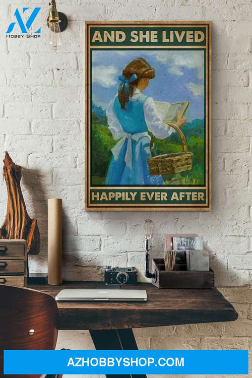 Country Girl Reading Books And She Lived Happily Ever After Canvas And Poster, Wall Decor Visual Art