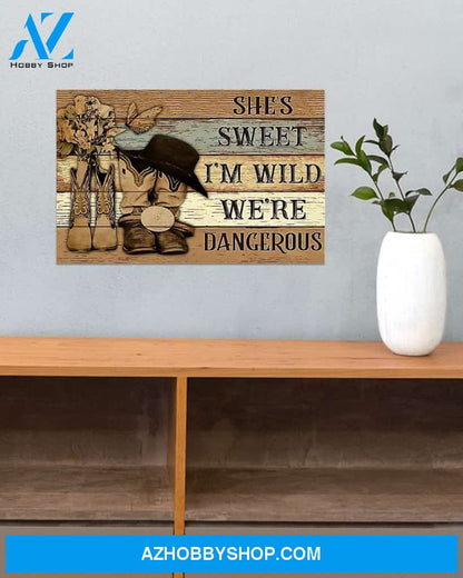 Country Girl She's Sweet I'm Wild We're Dangerous Canvas Prints, Wall Decor Visual Art