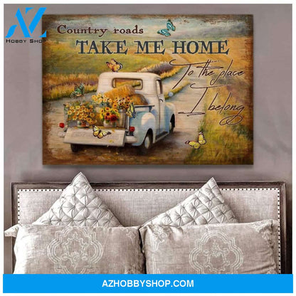 Country Road Butterfly Wall Art Canvas, Wall Decor Visual Art