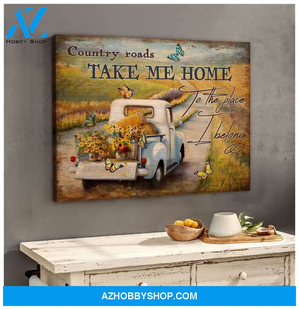 Country Road Butterfly Wall Art Canvas, Wall Decor Visual Art