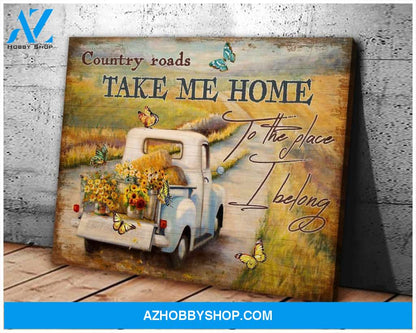 Country Road Butterfly Wall Art Canvas, Wall Decor Visual Art