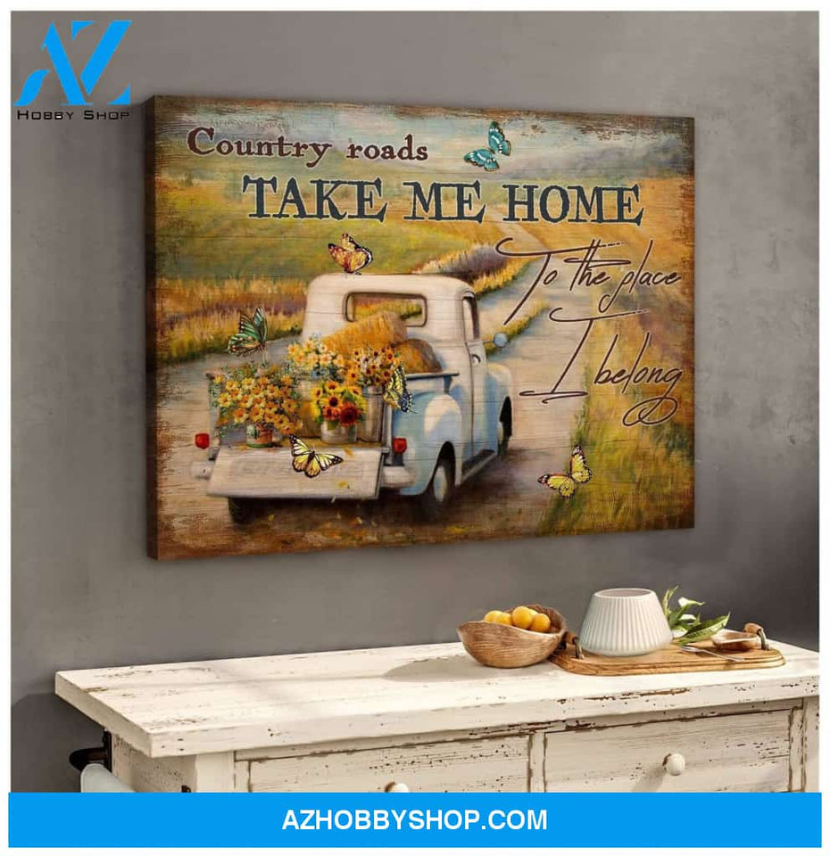 Zalooo Country Road Butterfly Wall Art Canvas